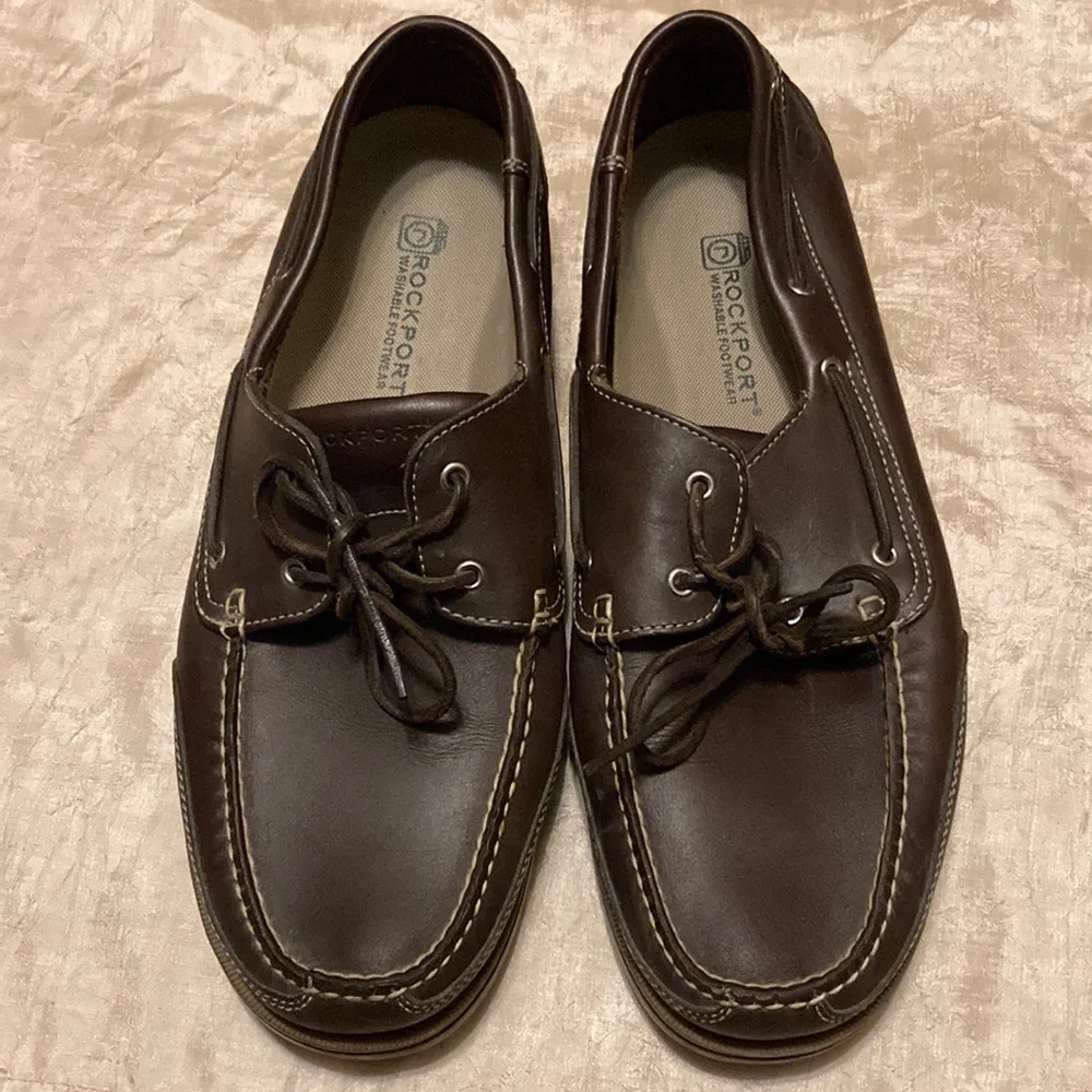 Rockport Bridgeport Brown Leather Boat Loafers